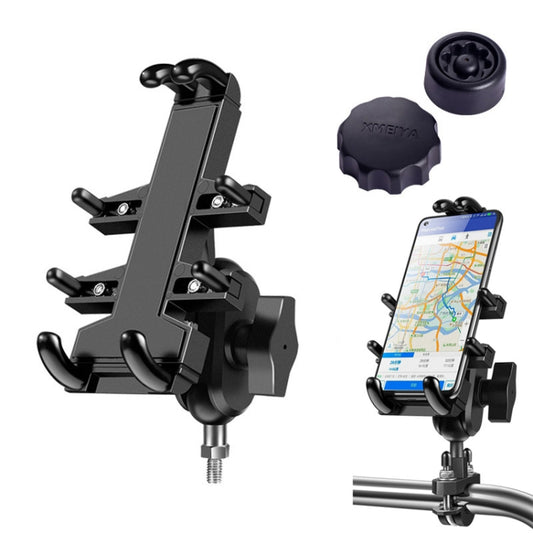 Support de téléphone de navigation multifonctionnel à huit griffes en aluminium pour moto avec boulon M8 et boutons antivol, boulon M8 + boutons antivol