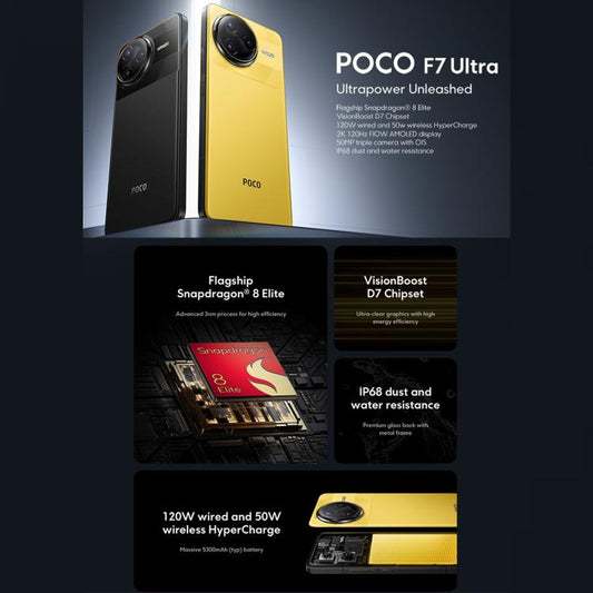 Xiaomi POCO F7 Ultra Global, 12GB+256GB, In-screen Fingerprint, 6.67 inch Xiaomi HyperOS 2 Snapdragon 8 Elite Octa Core, NFC, Network: 5G