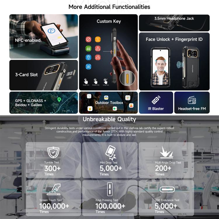 Ulefone Armor 27T+ Rugged Phone, 12GB+256GB, Thermal Imager, Night Vision, 10600mAh, 6.78 inch Android 14 MediaTek Helio G99 Octa Core, Network: 4G, NFC, OTG, Armor 27T+