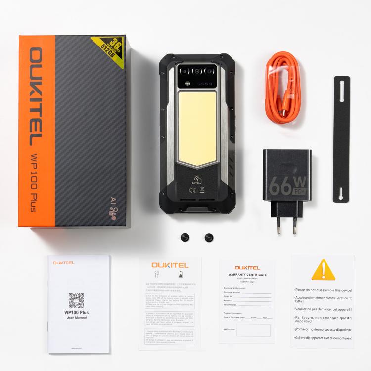 Oukitel WP100 Plus Rugged Phone, 12GB+512GB, Night Vision, 33000mAh, Fingerprint Identification, 6.8 inch Android 16 MediaTek Helio G100 Octa Core, NFC, OTG, Network: 4G, WP100 Plus