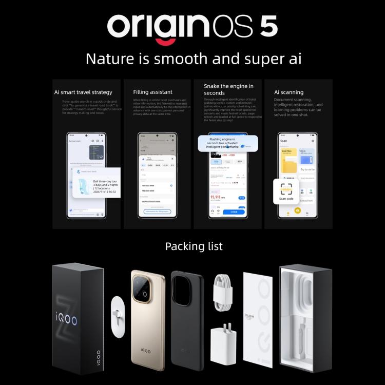 vivo iQOO Z10 Turbo+, 12 Go+512 Go, Empreinte Digitale Sous l'Écran, Android 15 OriginOS 5 Snapdragon 8 Elite Octa Core de 6,78 pouces, OTG, NFC, Réseau : 5G, Prise en charge de Google Play, 12 Go+512 Go