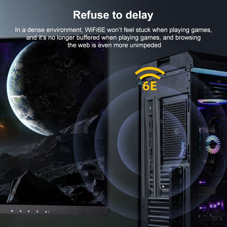 COMFAST CF-AX210 PRO 5374Mbps Tri-band + Bluetooth 5.2 Wireless WiFi6E PCI-E Network Card with Heat Sink, CF-AX210 PRO