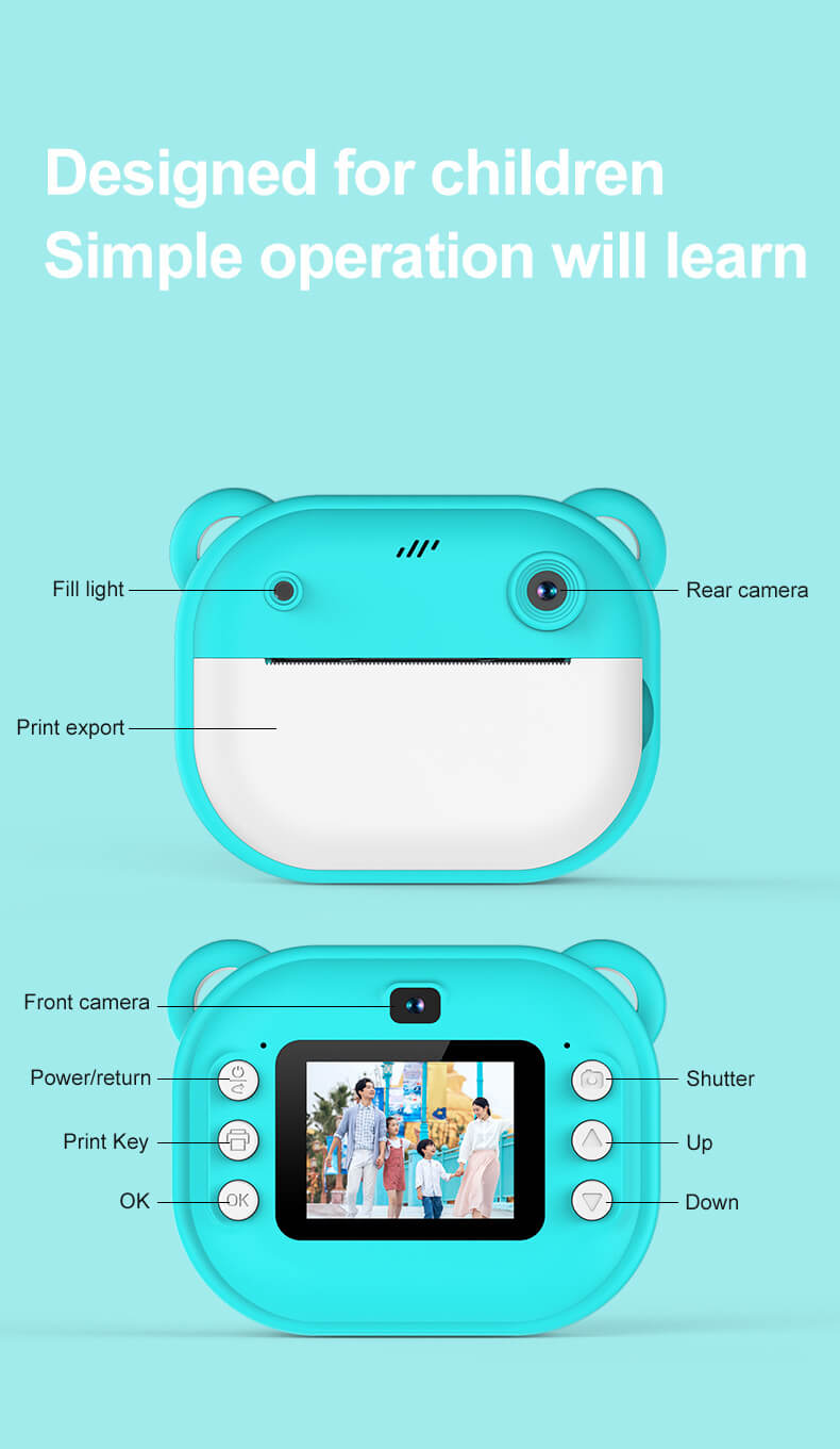 New Children's Polaroid Printing Camera High Definition Dual Lens Can Take Pictures and Videos Toy Gift Box Delivery