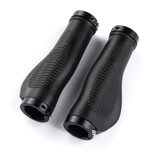 1 Pair AG21 Rubber + Alloy Lock-Rings Bicycle Flat Handlebar Grip, AG21