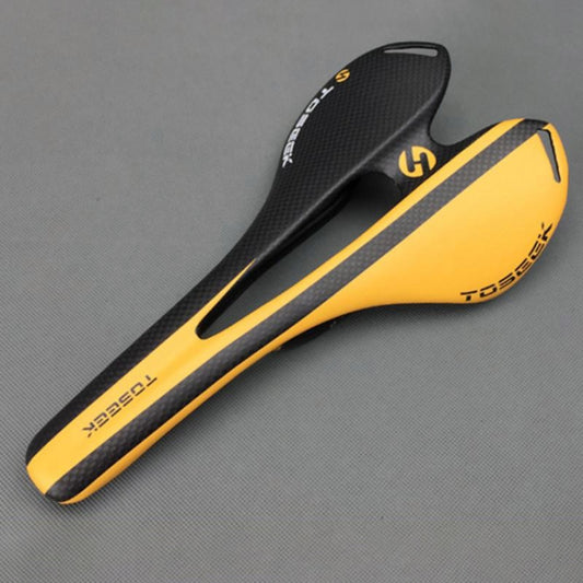 TOSEEK Road Bike Carbon Fiber Seat Bicycle Hollow Seat Saddle, 3K Texture + Extinction, Extinction(Orange), Extinction(Red), Extinction(Yellow)