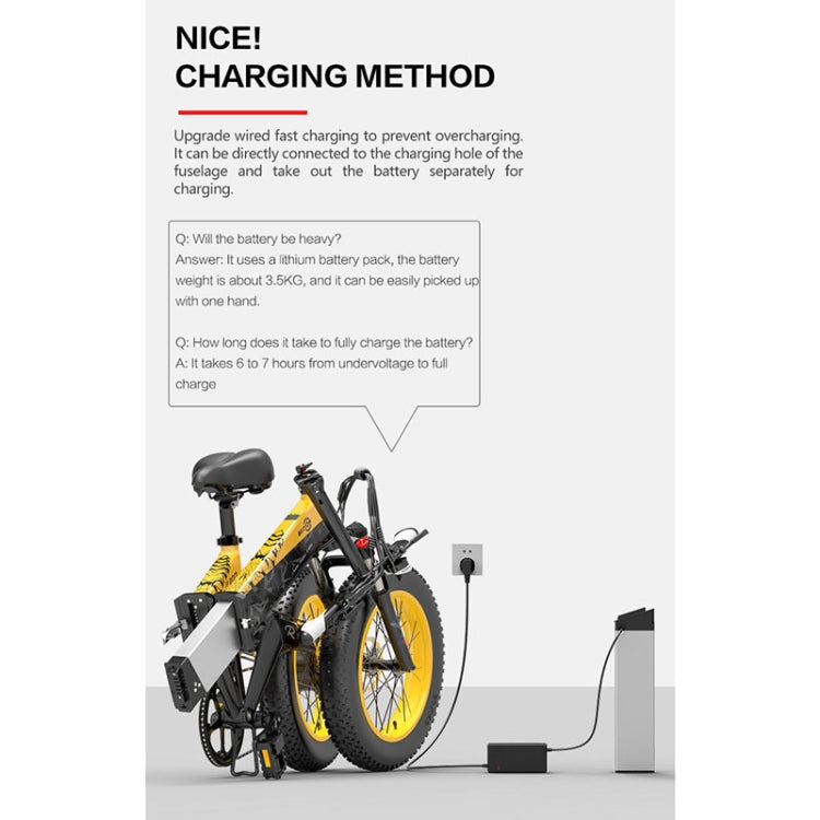 BEZIOR XF200 48V 15AH 1000W Folding Electric Bicycle, EU Plug(Black Grey), XF200 (Black Grey)