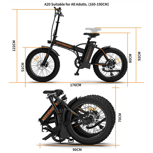 AOSTIRMOTOR 500W 36V 13AH Folding Electric Bicycle with 20 inch Tires for Adults