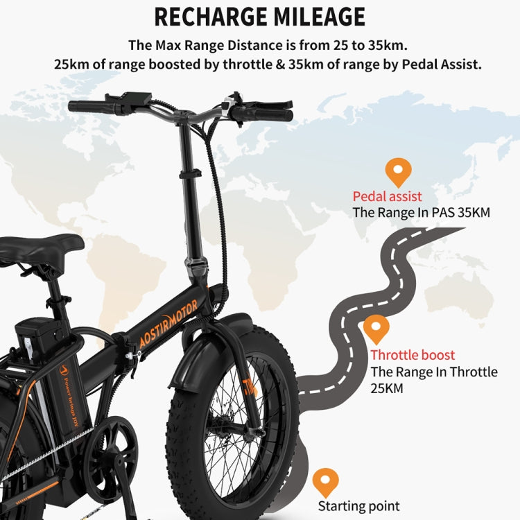 Bicicleta eléctrica plegable AOSTIRMOTOR de 500 W, 36 V, 13 AH, con neumáticos de 20 pulgadas para adultos, disponible en EE. UU., 500 W, 13 AH (naranja) y 500 W, 13 AH (negro).