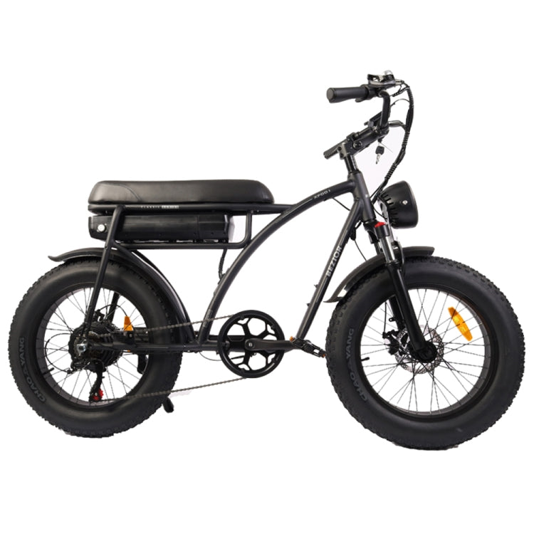 BEZIOR XF001 1000W 48V 12.5AH Retro Electric Bicycle with LCD Digital Display & 20 inch Tires, UK Plug, XF001 EU Plug (Black)