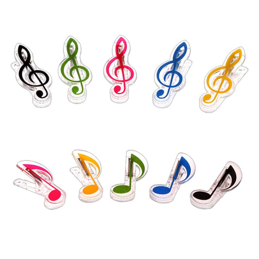 10 PCS PP Material Stainless Steel Spring Music Note Shape Book Clip Deluxe Page Holder, Random Color Delivery, Random Color Delivery