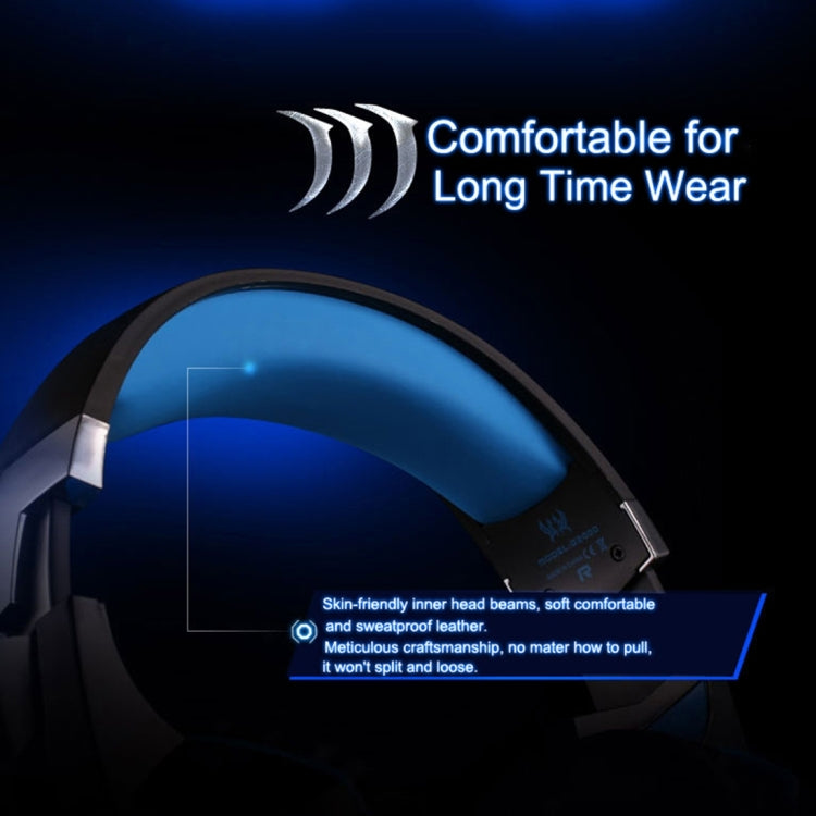 KOTION EACH G2000 Over-ear Game Gaming Headphone Headset Earphone Headband with Mic Stereo Bass LED Light for PC Gamer,Cable Length: About 2.2m(White + Red)