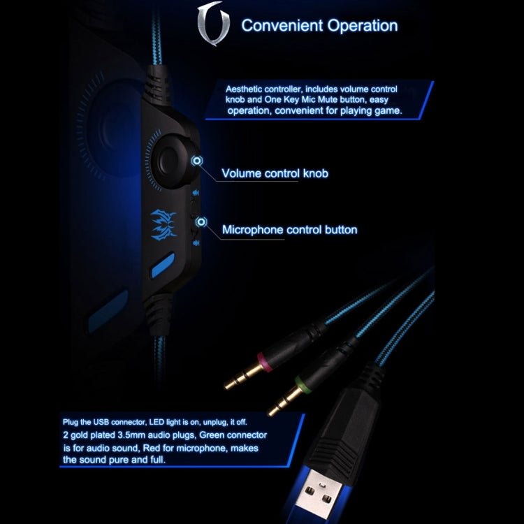 KOTION EACH G2000 Over-ear Game Gaming Headphone Headset Earphone Headband with Mic Stereo Bass LED Light for PC Gamer,Cable Length: About 2.2m(White + Red)