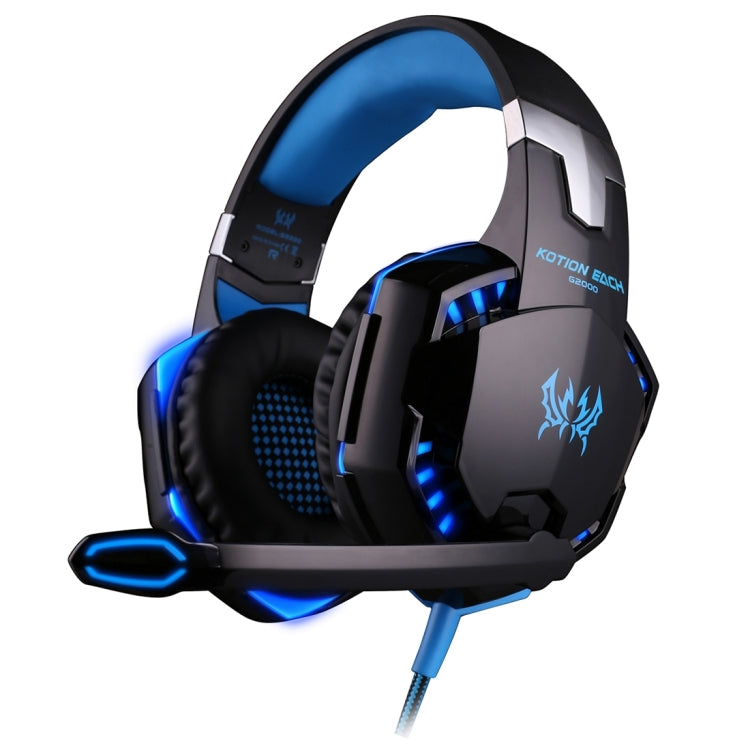 KOTION EACH G2000 Over-ear Game Gaming Headphone Headset Earphone Headband with Mic Stereo Bass LED Light for PC Gamer,Cable Length: About 2.2m(White + Red)