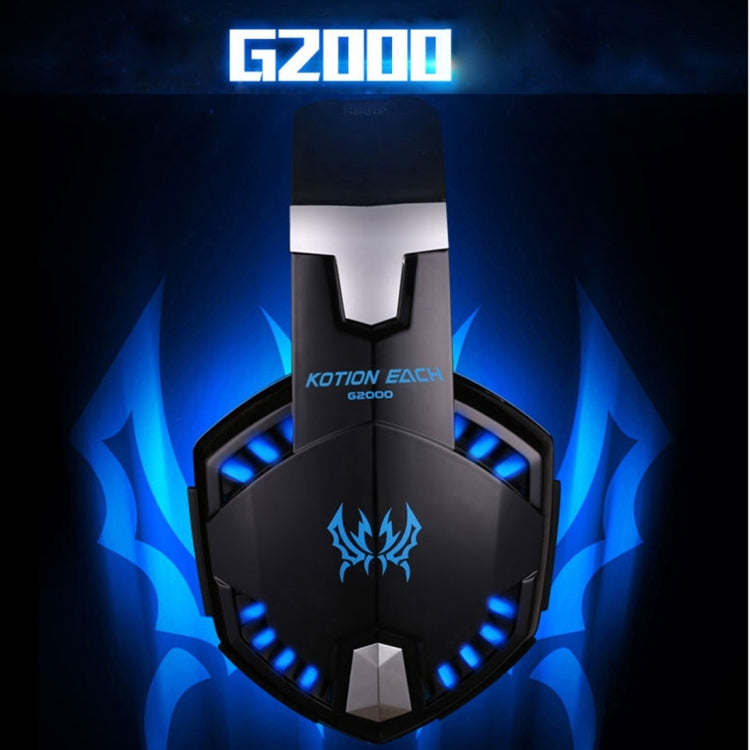 KOTION EACH G2000 Over-ear Game Gaming Headphone Headset Earphone Headband with Mic Stereo Bass LED Light for PC Gamer,Cable Length: About 2.2m(White + Red)