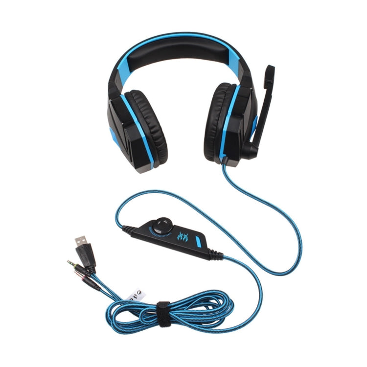 KOTION EACH G4000 Stereo Gaming Headphone Headset Headband with Mic Volume Control LED Light for PC Gamer,Cable Length: About 2.2m(White + Red)