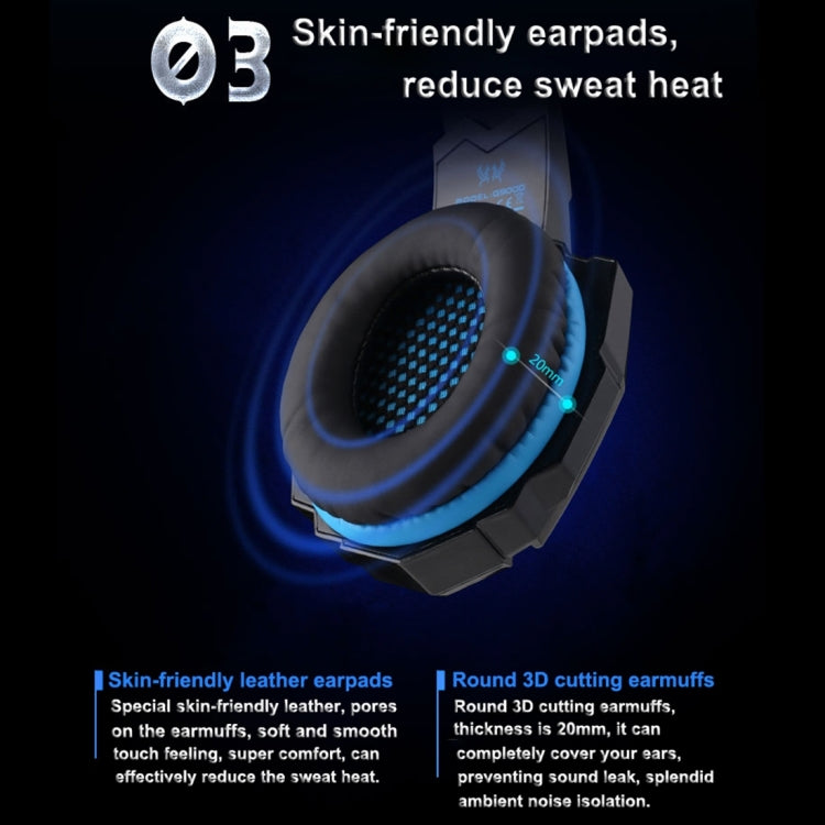 KOTION EACH G9000 3.5mm Game Gaming Headphone Headset Earphone Headband with Microphone LED Light for Laptop / Tablet / Mobile Phones,Cable Length: About 2.2m