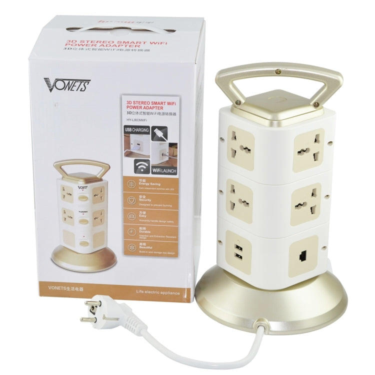 VONETS WiFi-SB-L3 3 Layers with 8 Outlets + 2 USB Ports + RJ45 Port 300Mbps WiFi Repeater Smart Power Sockets, EU Plug, Cable Length: 2m