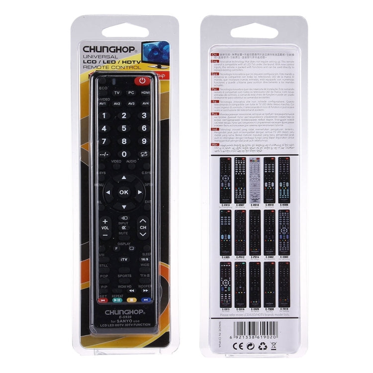 CHUNGHOP E-S920 Universal Remote Controller for SANYO LED TV / LCD TV / HDTV / 3DTV, for SANYO TV