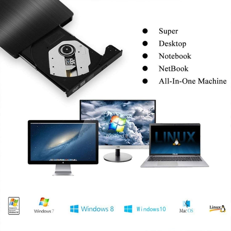 Brushed Texture USB 3.0 POP-UP Mobile External DVD-Rw DVD / CD Rewritable Drive External ODD & HDD Device, Brushed Texture DVD(B)