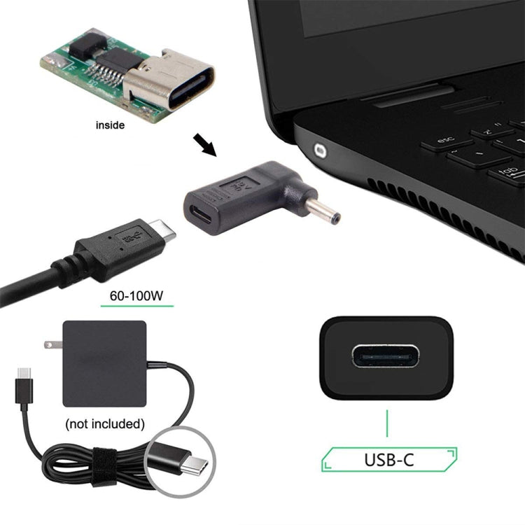 USB-C / Type-C Female to 3.0 x 1.1mm Male Plug Elbow Adapter Connector, 3.0 x 1.1mm Elbow