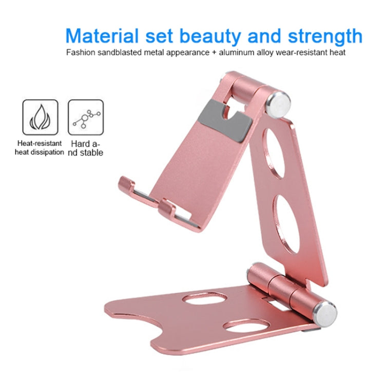 ROOSTAND R2 Aluminum Alloy Mobile Desktop Tablet Bracket Double Folding Lazy Artifact, Size: 6.4x7x9cm, R2 Silver, R2 Black, R2 Champagne Gold, R2 Rose Gold, R2 Rose Red