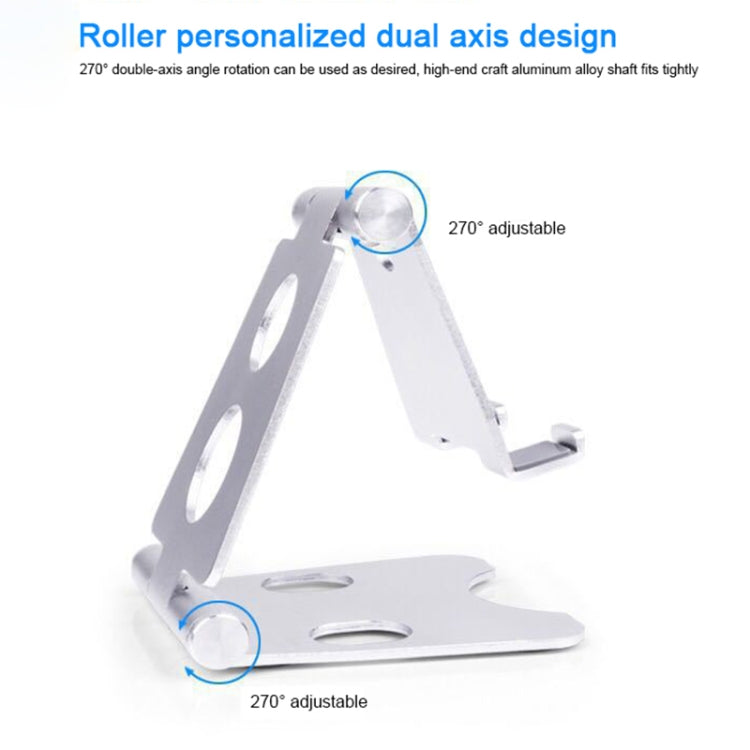 ROOSTAND R2 Aluminum Alloy Mobile Desktop Tablet Bracket Double Folding Lazy Artifact, Size: 6.4x7x9cm, R2 Silver, R2 Black, R2 Champagne Gold, R2 Rose Gold, R2 Rose Red