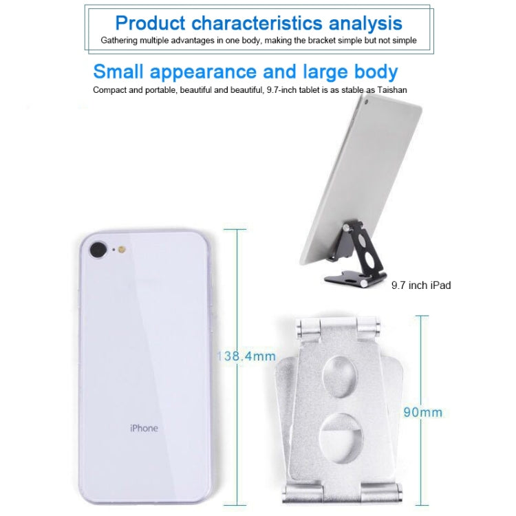 ROOSTAND R2 Aluminum Alloy Mobile Desktop Tablet Bracket Double Folding Lazy Artifact, Size: 6.4x7x9cm, R2 Silver, R2 Black, R2 Champagne Gold, R2 Rose Gold, R2 Rose Red