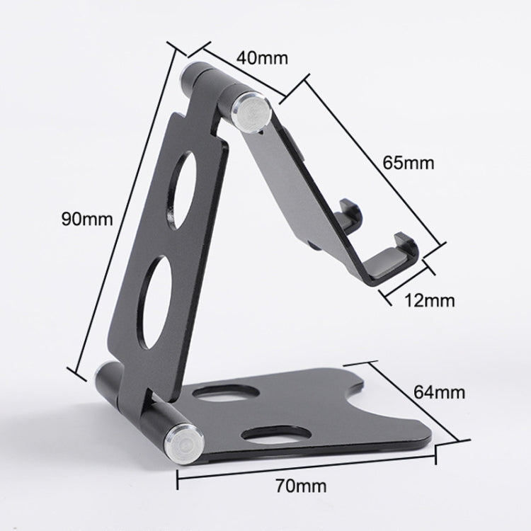 ROOSTAND R2 Aluminum Alloy Mobile Desktop Tablet Bracket Double Folding Lazy Artifact, Size: 6.4x7x9cm, R2 Silver, R2 Black, R2 Champagne Gold, R2 Rose Gold, R2 Rose Red