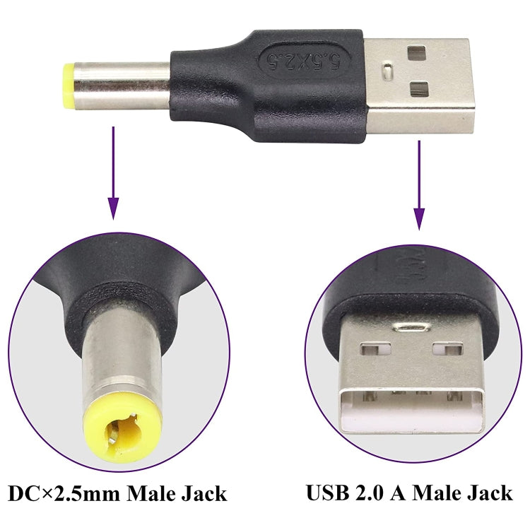 10 PCS 5.5 x 2.5mm Male to USB 2.0 Male DC Power Plug Connector, 5.5 x 2.5mm