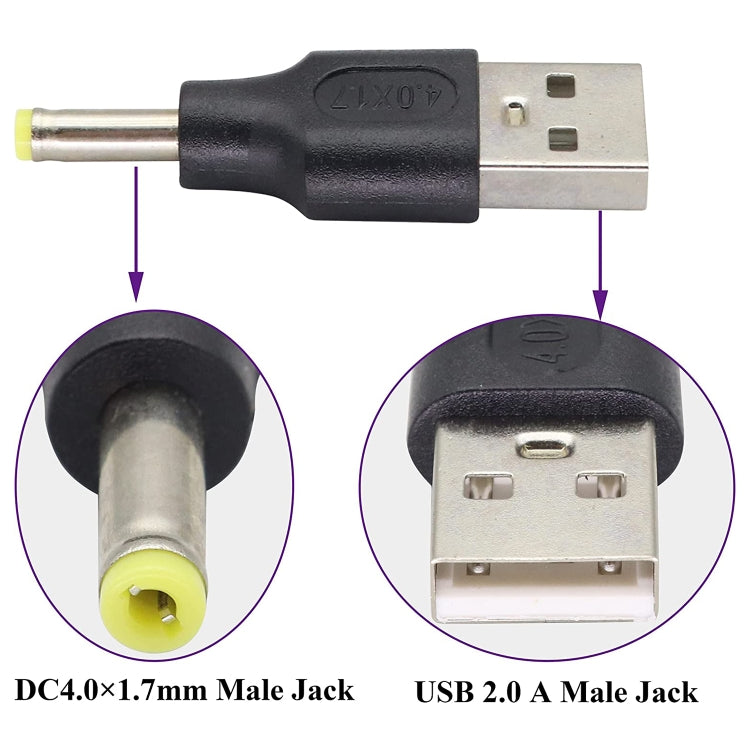 10 PCS 4.0 x 1.7mm Male to USB 2.0 Male DC Power Plug Connector, 4.0 x 1.7mm Male