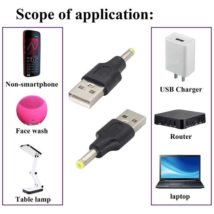 10 PCS 4.0 x 1.7mm Male to USB 2.0 Male DC Power Plug Connector, 4.0 x 1.7mm Male