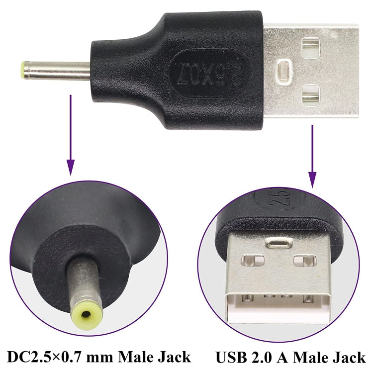 10 PCS 2.5 x 0.7mm Male to USB 2.0 Male DC Power Plug Connector, 2.5 x 0.7mm