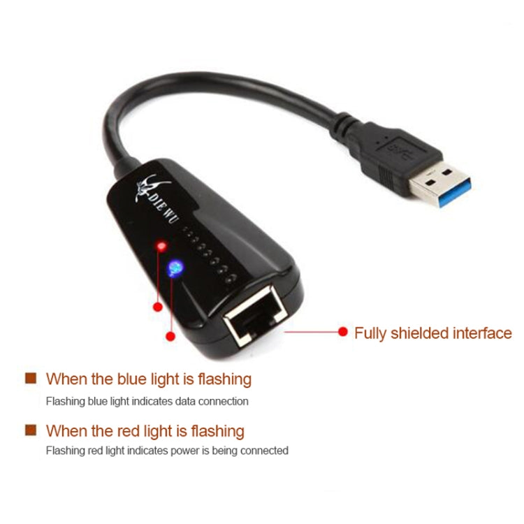 DIE WU TXA042 Realtek 8153 USB 3.0 to Gigabit Ethernet RJ45 LAN 10/100/1000Mbps Network Card Adapter, TXA042