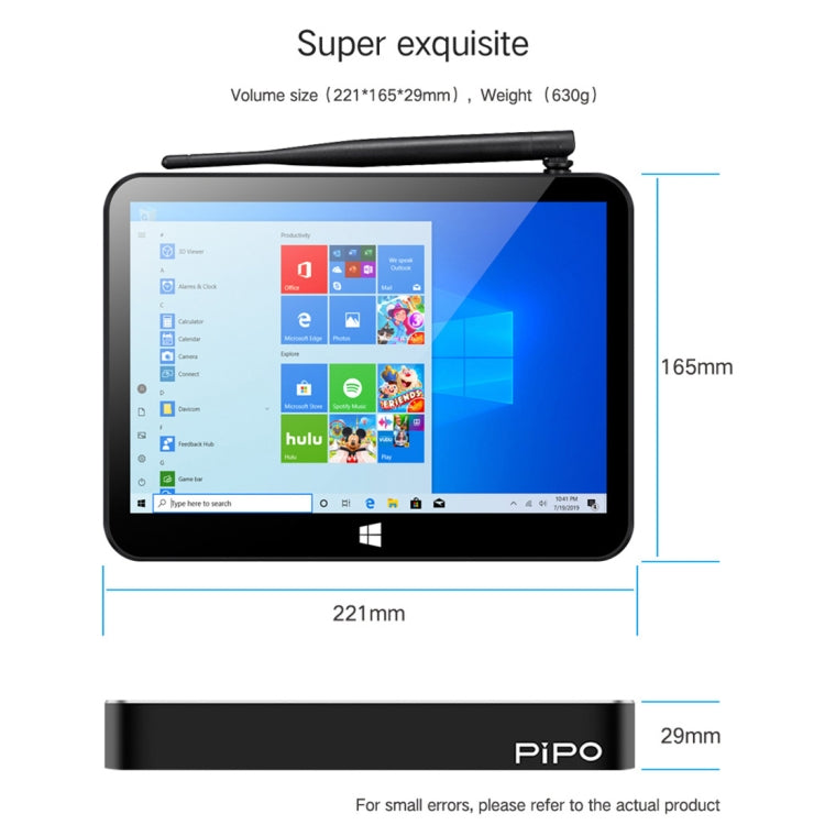 PiPo X11 TV Box Style Tablet Mini PC, 3GB+64GB, 9.0 inch Windows 10 Intel Celeron N4020 Quad Core up to 2.8GHz, US/EU Plug