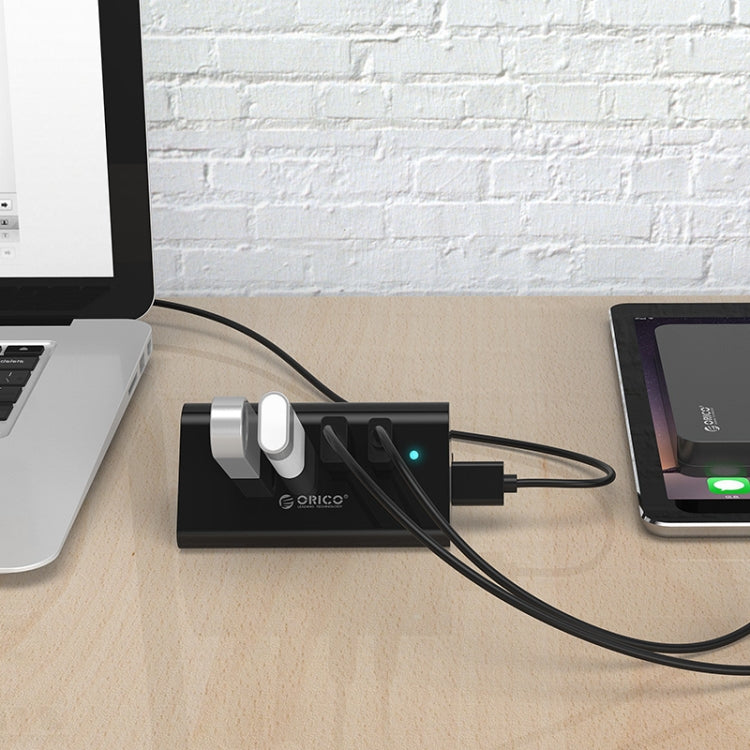 ORICO SHC-U3 ABS Material Desktop 4 Ports USB 3.0 HUB with Phone / Tablet Holder & 1m USB Cable & LED Indicator, SHC-U3