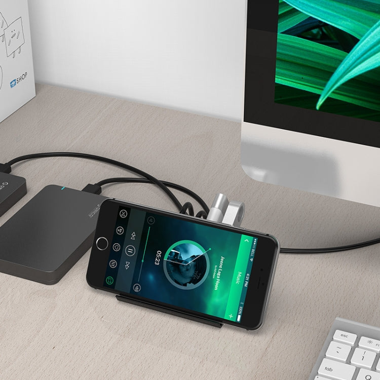 ORICO SHC-U3 ABS Material Desktop 4 Ports USB 3.0 HUB with Phone / Tablet Holder & 1m USB Cable & LED Indicator, SHC-U3