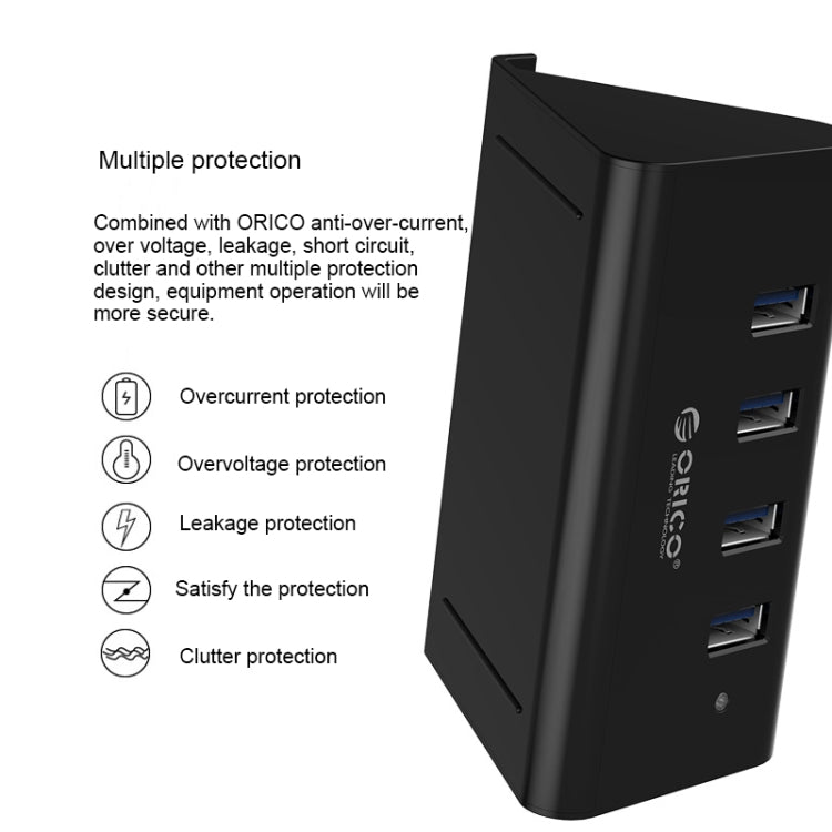 ORICO SHC-U3 ABS Material Desktop 4 Ports USB 3.0 HUB with Phone / Tablet Holder & 1m USB Cable & LED Indicator, SHC-U3