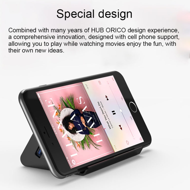 ORICO SHC-U3 ABS Material Desktop 4 Ports USB 3.0 HUB with Phone / Tablet Holder & 1m USB Cable & LED Indicator, SHC-U3
