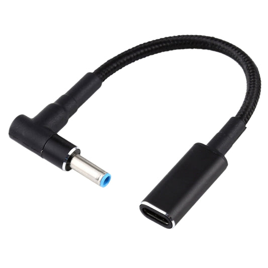 PD 100W 18.5-20V 4.5 x 0.6mm Elbow to USB-C / Type-C Adapter Nylon Braid Cable for HP, 4.5 x 0.6mm