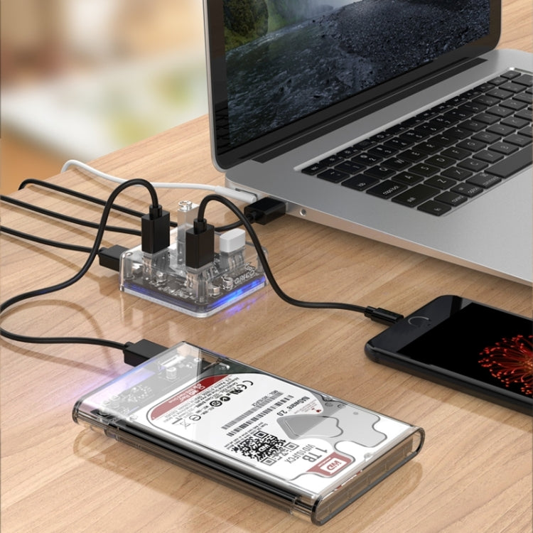 ORICO MH4U-30 USB 3.0 Transparent Desktop HUB with 30cm Micro USB Cable, MH4U-30
