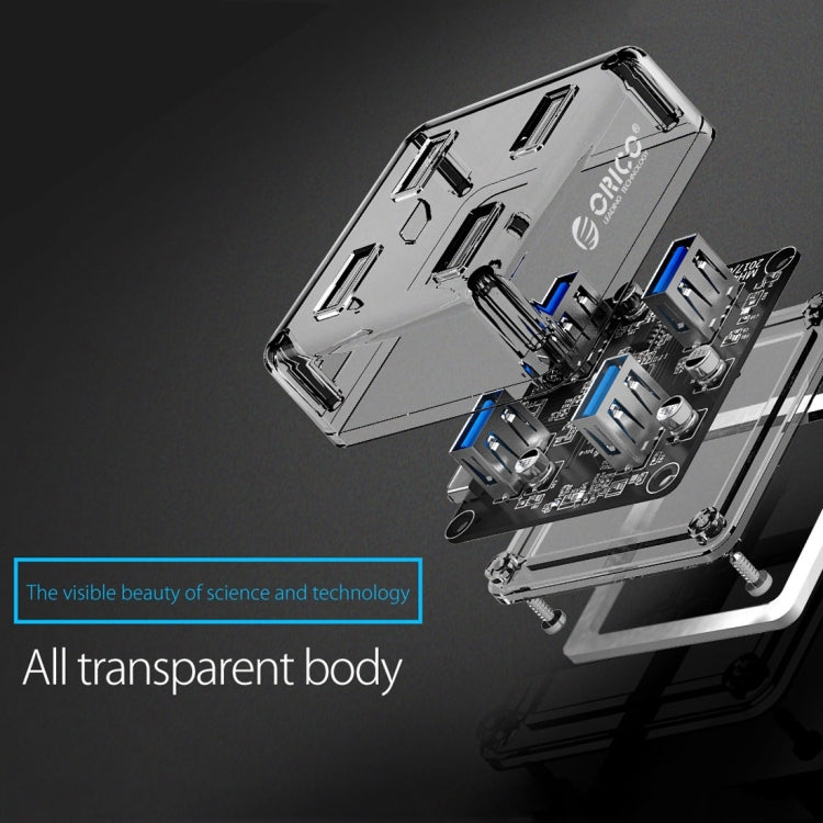 ORICO MH4U-30 USB 3.0 Transparent Desktop HUB with 30cm Micro USB Cable, MH4U-30
