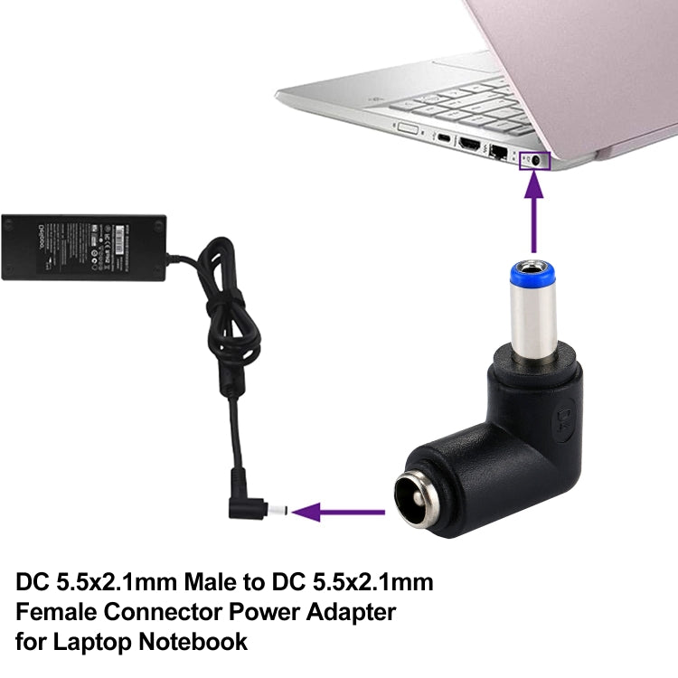 DC 4506 Male to DC 7406 Female Connector Power Adapter for HP Laptop Notebook, 90 Degree Right Angle Elbow, DC 5521 Male to Female
