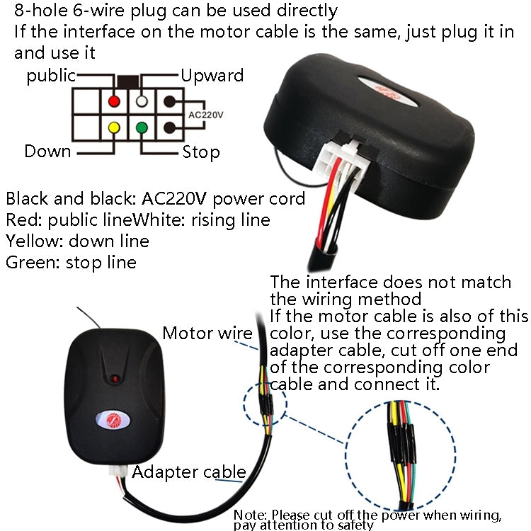 Electric Garage Door Controller Rolling Door Roll Gate Remote Control Plug-Chain Motor Receiver with Cable, with Cable