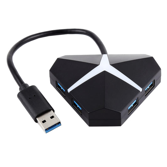 5Gbps Super Speed 4 Ports USB 3.0 HUB Adapter, Cable Length: about 20cm, USB 3.0 HUB (Black)