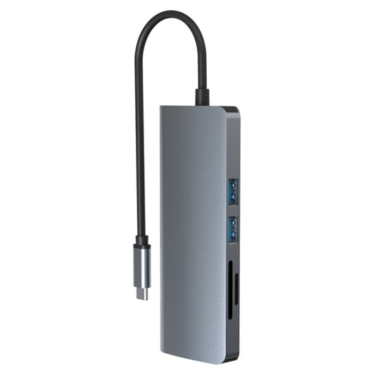 Adaptateur HUB 9 en 1 RJ45 + PD + SD/TF + USB 3.0 x 2 + HDMI + VGA + Audio vers USB-C / Type-C, RJ45+PD+SD/TF+USB3.0x 2+HDMI+VGA+Audio vers Type-C
