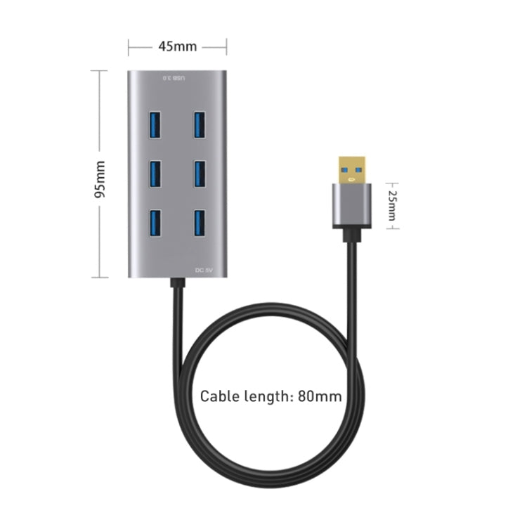 8108 7 Ports USB 3.0 to USB 3.0 HUB, Cable Length: 80cm, 8108