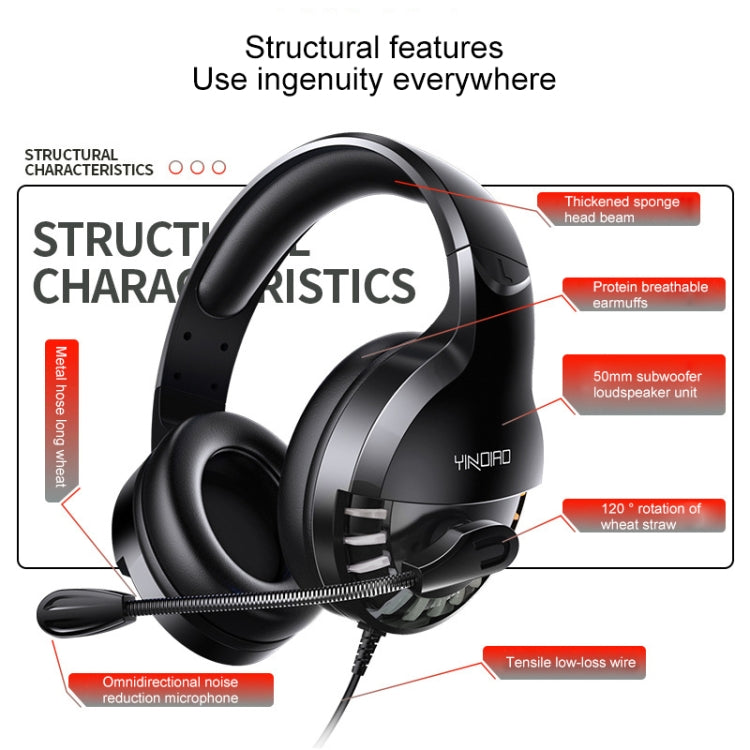 YINDIAO Q2 Head-mounted Wired Gaming Headset with Microphone, Version: Single 3.5mm