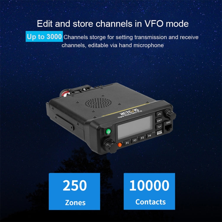 RETEVIS RT90 UV Double Segment 136-174/400-480MHz 3000 Channels 50W Car Walkie Talkie, 136-174/400-480MHz