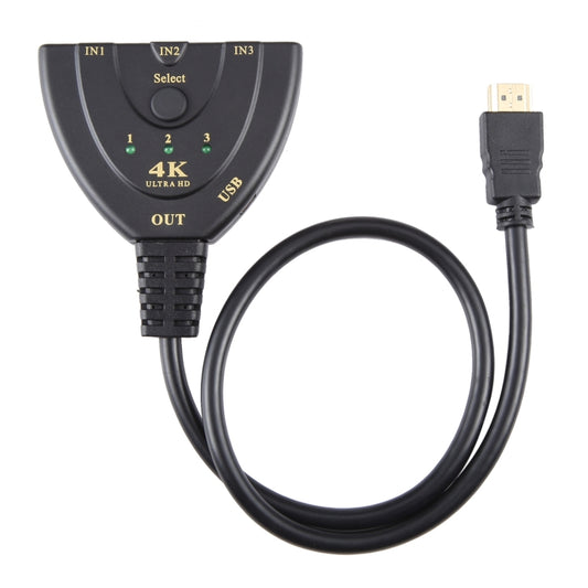 3 x 1 4K 30Hz HDMI Switcher with Pigtail HDMI Cable, Support External Power Supply, External Power Supply
