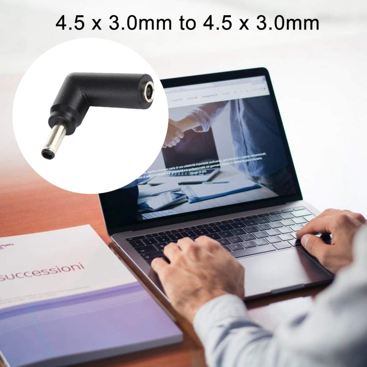 10 PCS 4.5 x 3.0mm Female to 4.5 x 3.0mm Male Plug Elbow Adapter Connector, 4.5x3.0mm to 4.5x3.0mm